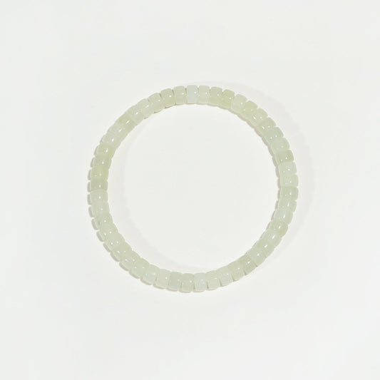 Luna Smooth Chalcedony Barrel Bead Bracelet - Nokovia