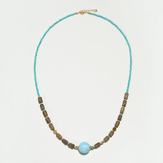 Ocean Key: Larimar, Agarwood & Turquoise Necklace - Nokovia
