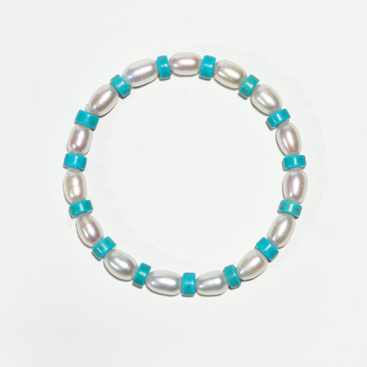 Pearl & Turquoise: Serenity Channel Bracelet - Nokovia