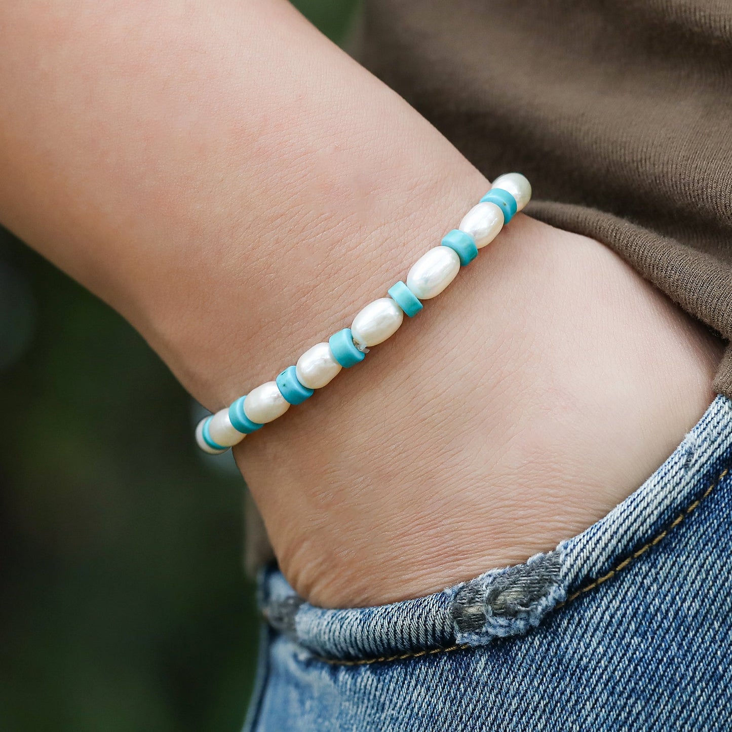 Pearl & Turquoise: Serenity Channel Bracelet - Nokovia