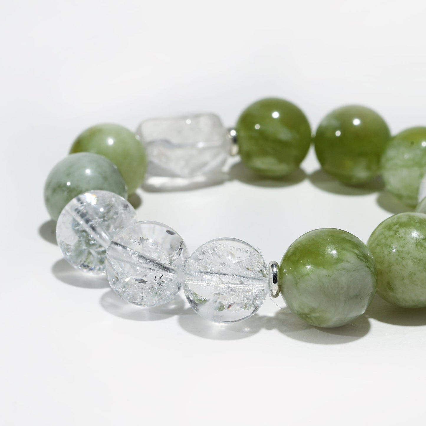 Dew Trails: White Aze & Serpentine Rhythm Bracelet - Nokovia