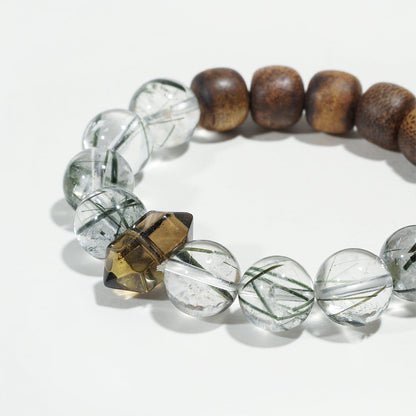 Forest Whisper Moss Agate & Walnut Wood Bracelet - Nokovia