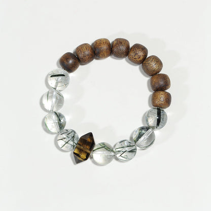 Forest Whisper Moss Agate & Walnut Wood Bracelet - Nokovia