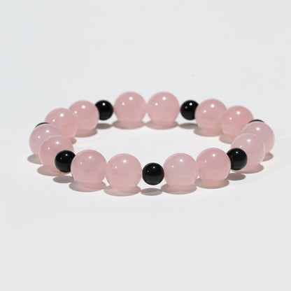 Gentle Aegis: Rose Quartz & Obsidian Bracelet - Nokovia