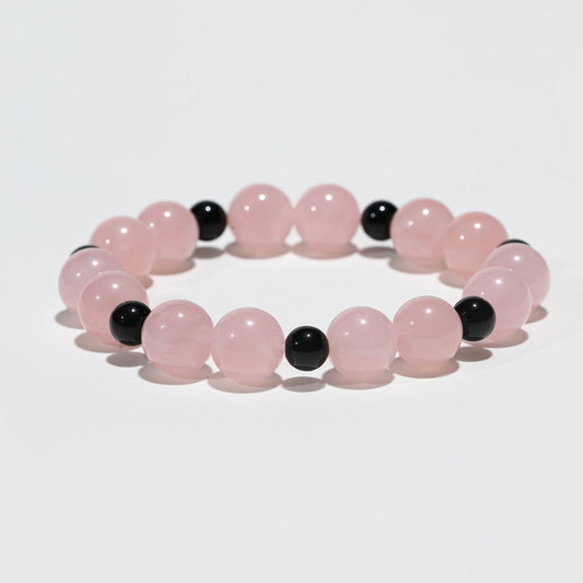 Gentle Aegis: Rose Quartz & Obsidian Bracelet - Nokovia