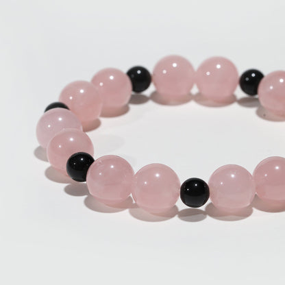 Gentle Aegis: Rose Quartz & Obsidian Bracelet - Nokovia