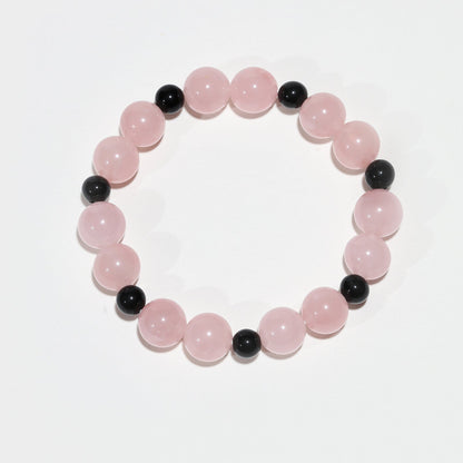 Gentle Aegis: Rose Quartz & Obsidian Bracelet - Nokovia