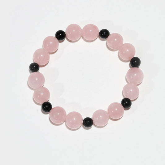 Gentle Aegis: Rose Quartz & Obsidian Bracelet - Nokovia