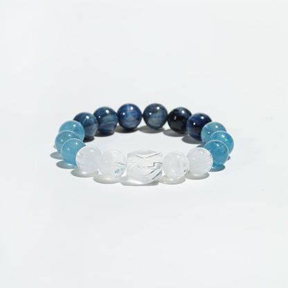 Horizon Rule: Blue Apatite, Aquamarine & White Phantom Quartz Bracelet - Nokovia