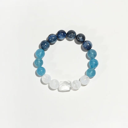 Horizon Rule: Blue Apatite, Aquamarine & White Phantom Quartz Bracelet - Nokovia