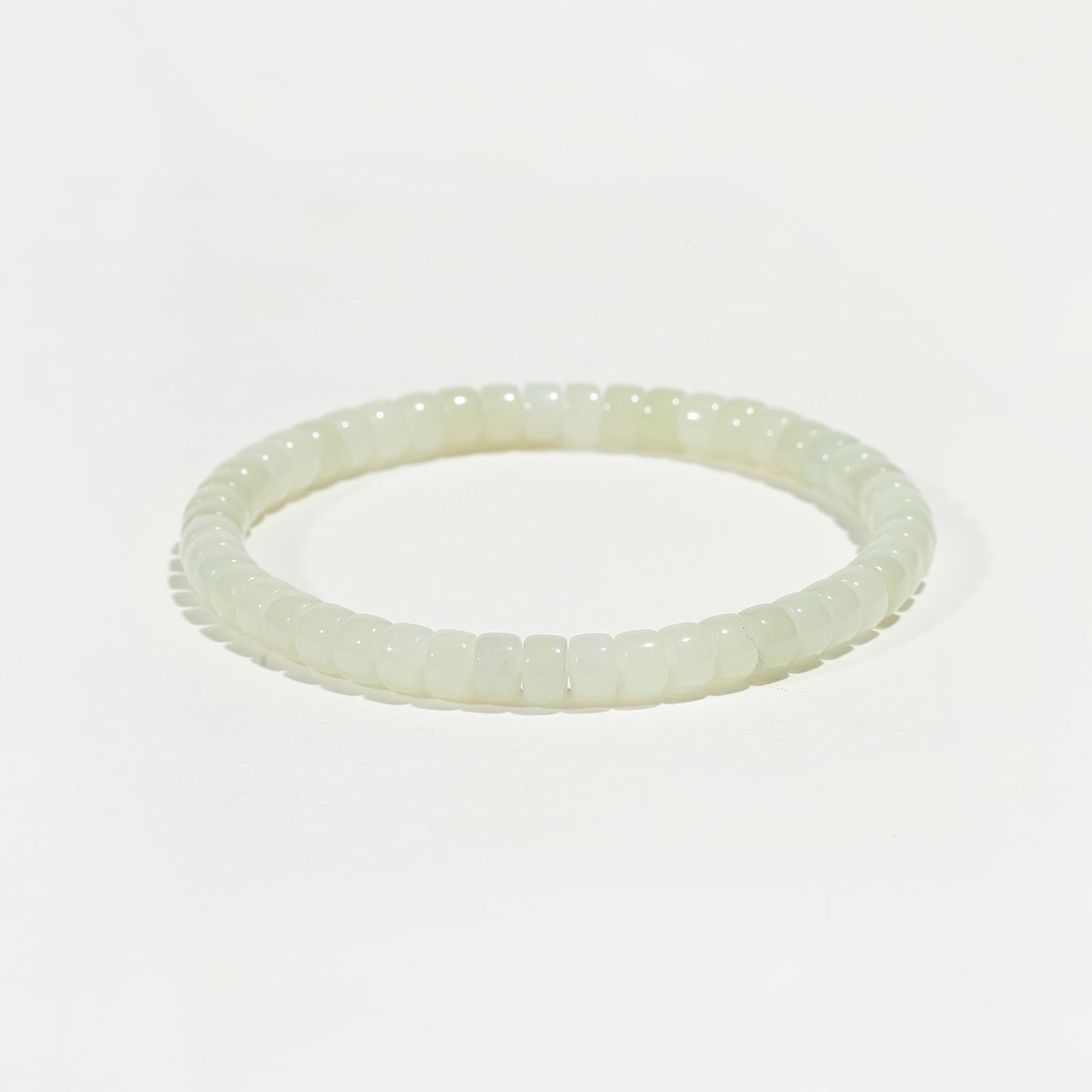 Luna Smooth Chalcedony Barrel Bead Bracelet - Nokovia