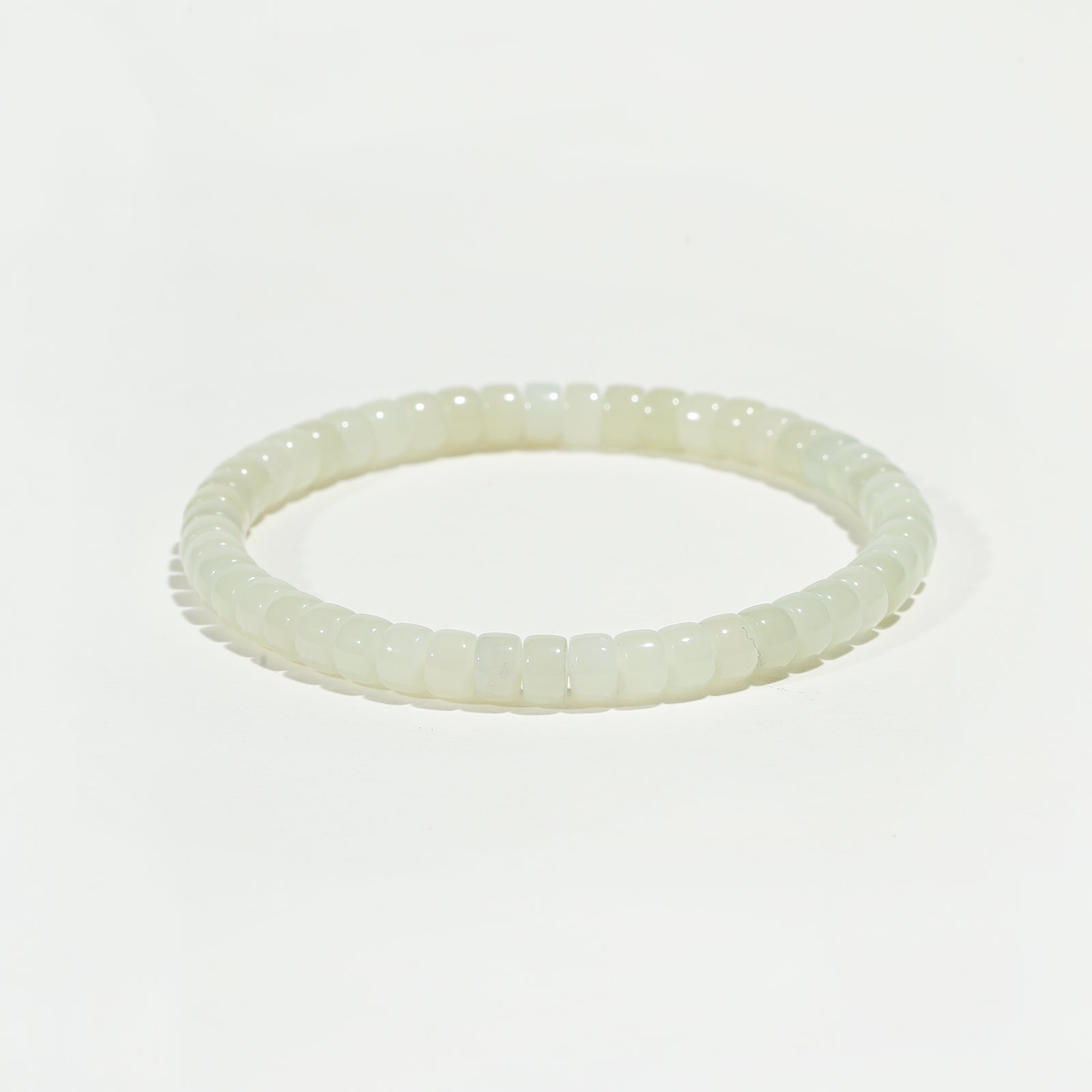 Luna Smooth Chalcedony Barrel Bead Bracelet - Nokovia