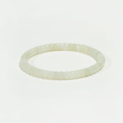 Luna Smooth Chalcedony Barrel Bead Bracelet - Nokovia