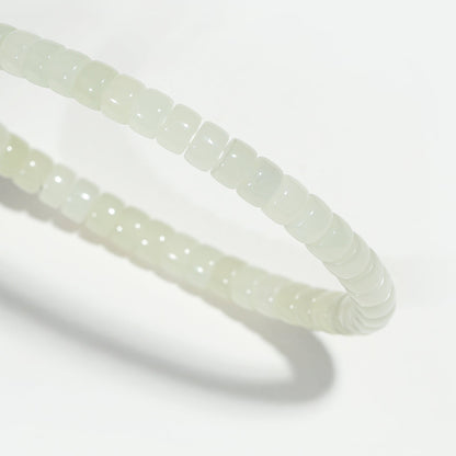 Luna Smooth Chalcedony Barrel Bead Bracelet - Nokovia