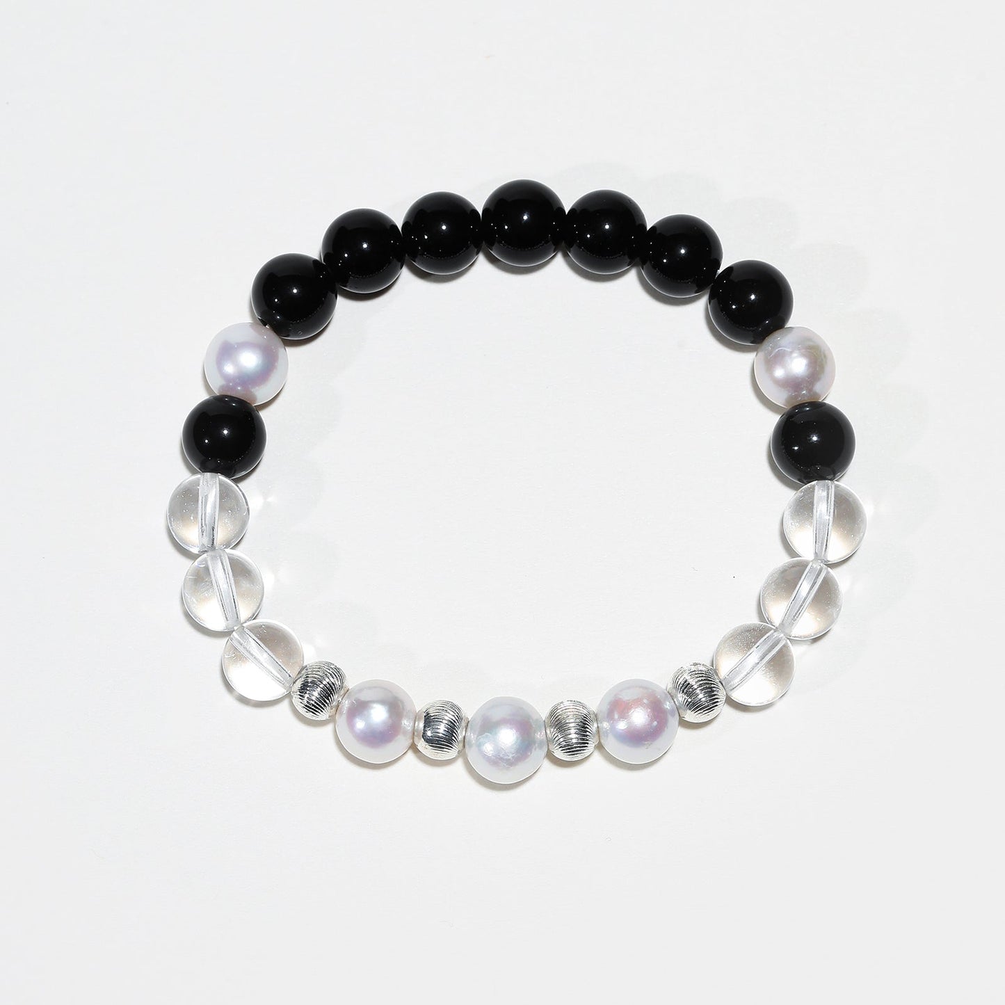 Lunar Aegis: Pearl, Obsidian & Crystal Bracelet - Nokovia