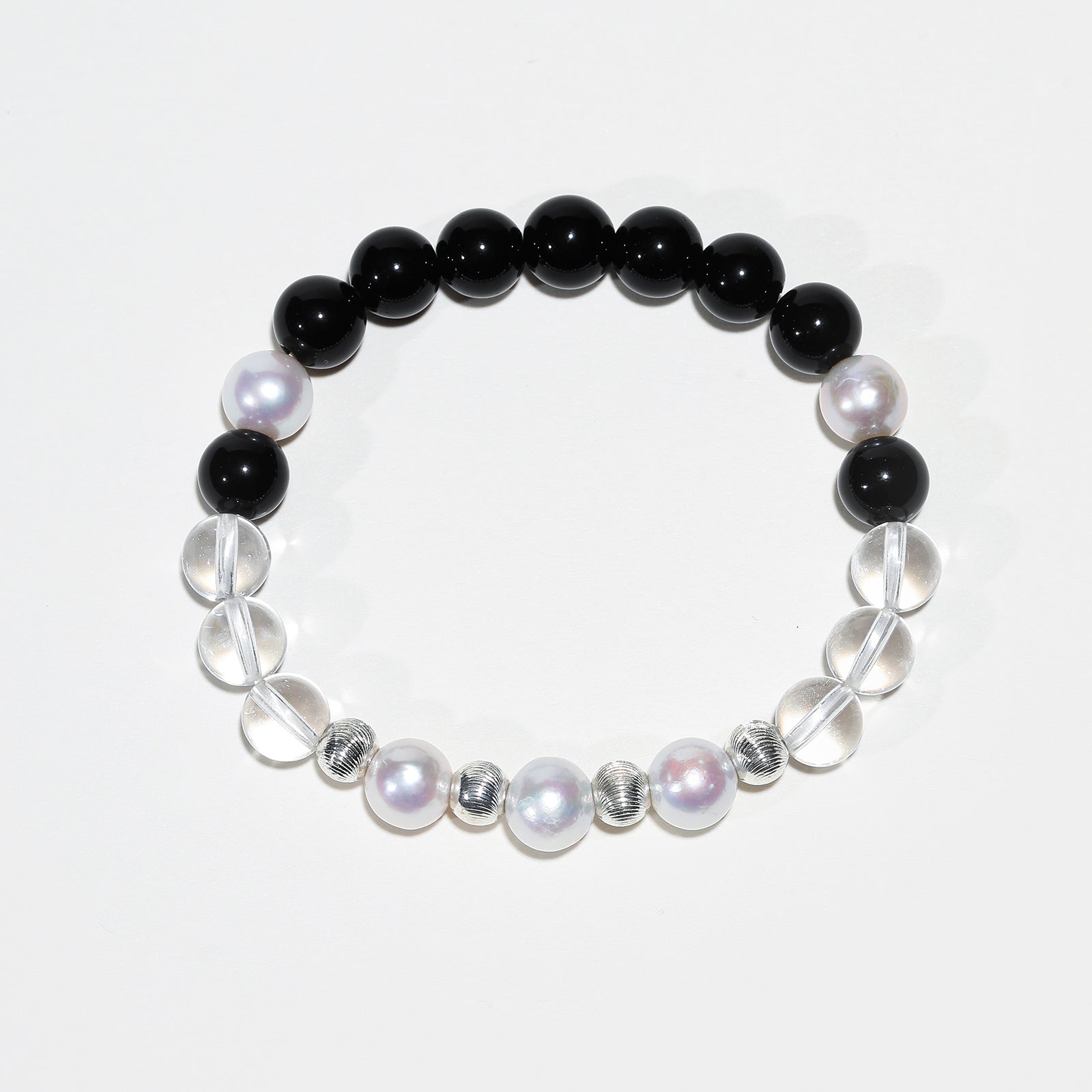 Lunar Aegis: Pearl, Obsidian & Crystal Bracelet - Nokovia