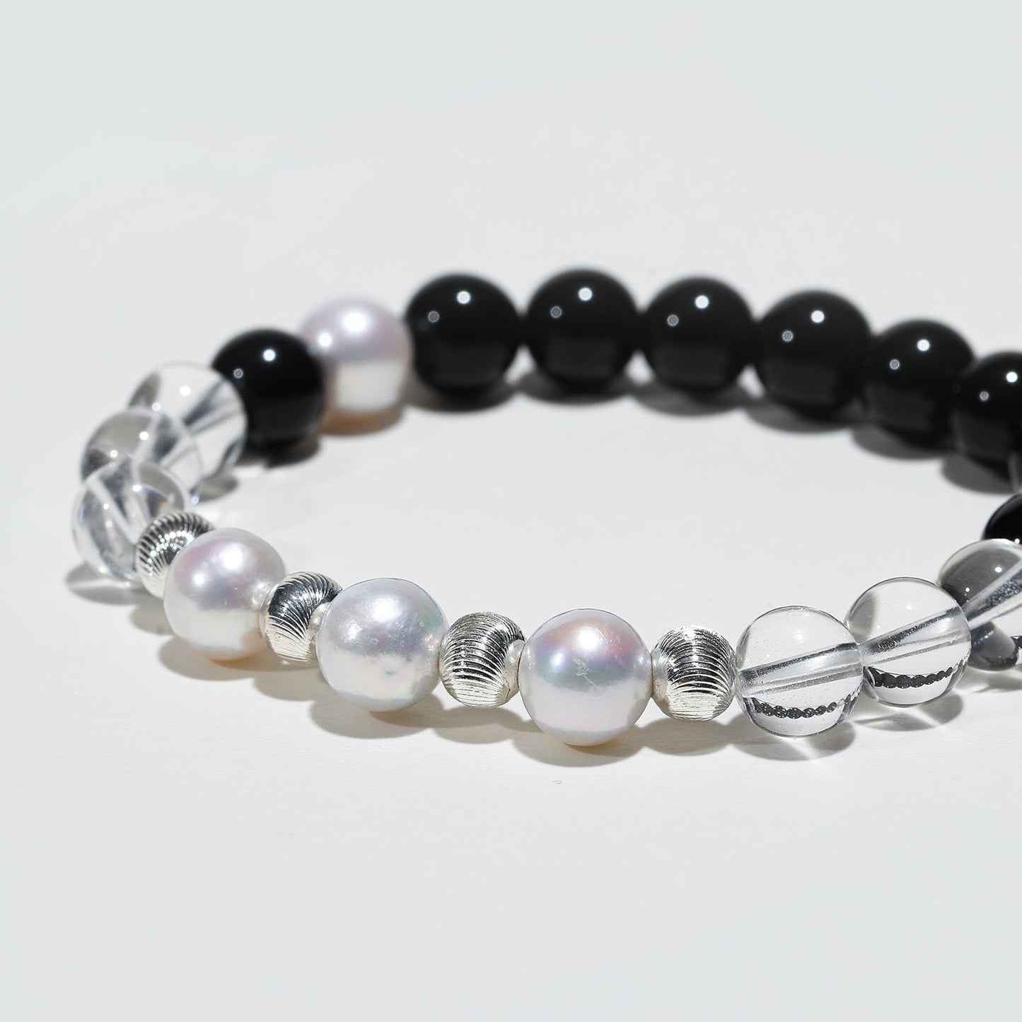 Lunar Aegis: Pearl, Obsidian & Crystal Bracelet - Nokovia