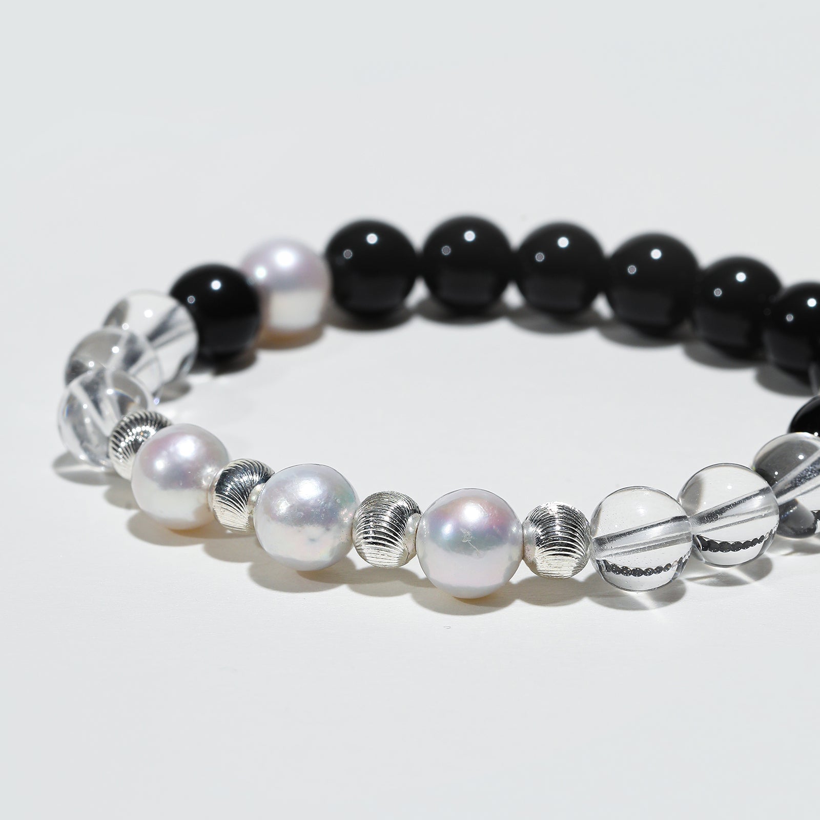 Lunar Aegis: Pearl, Obsidian & Crystal Bracelet - Nokovia