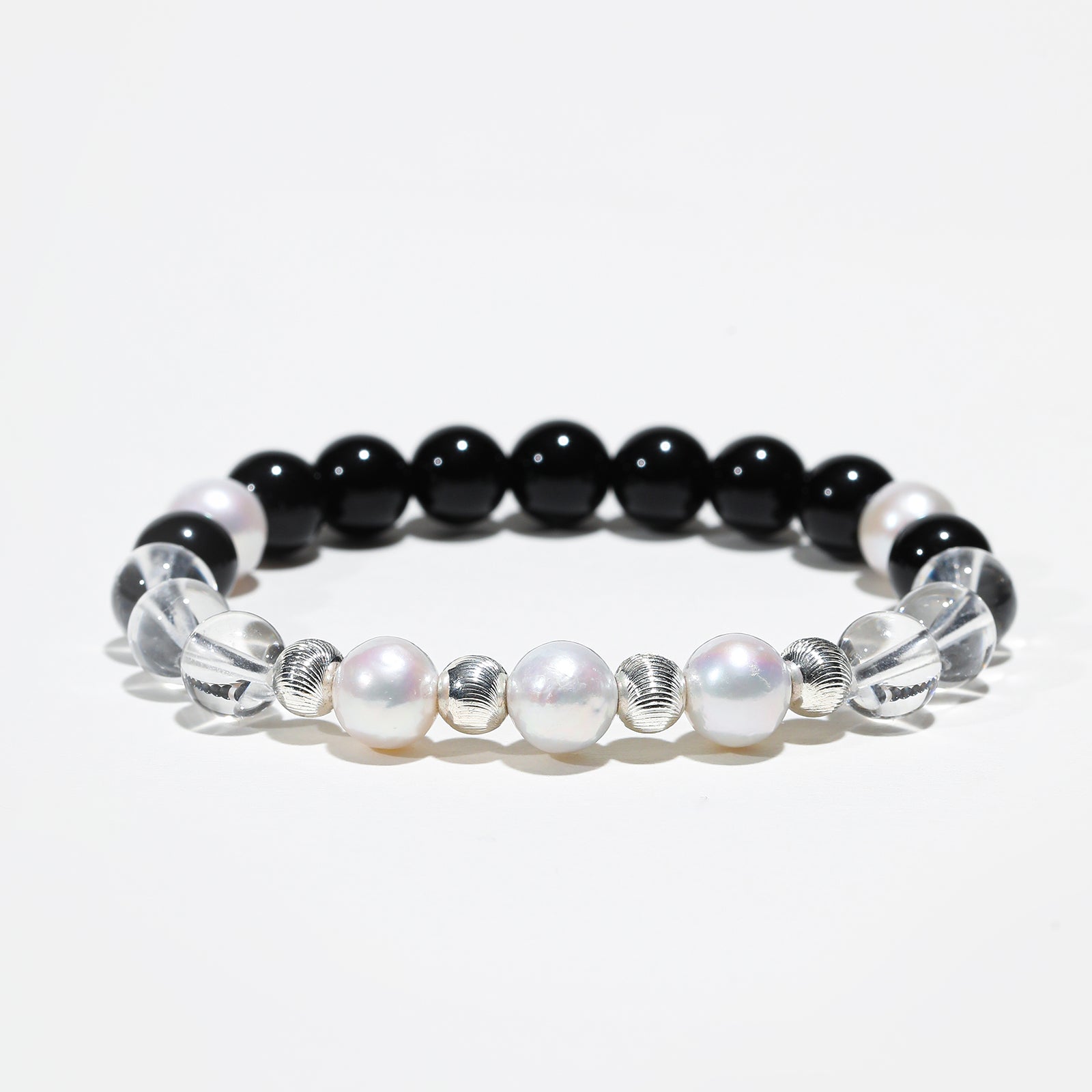Lunar Aegis: Pearl, Obsidian & Crystal Bracelet - Nokovia