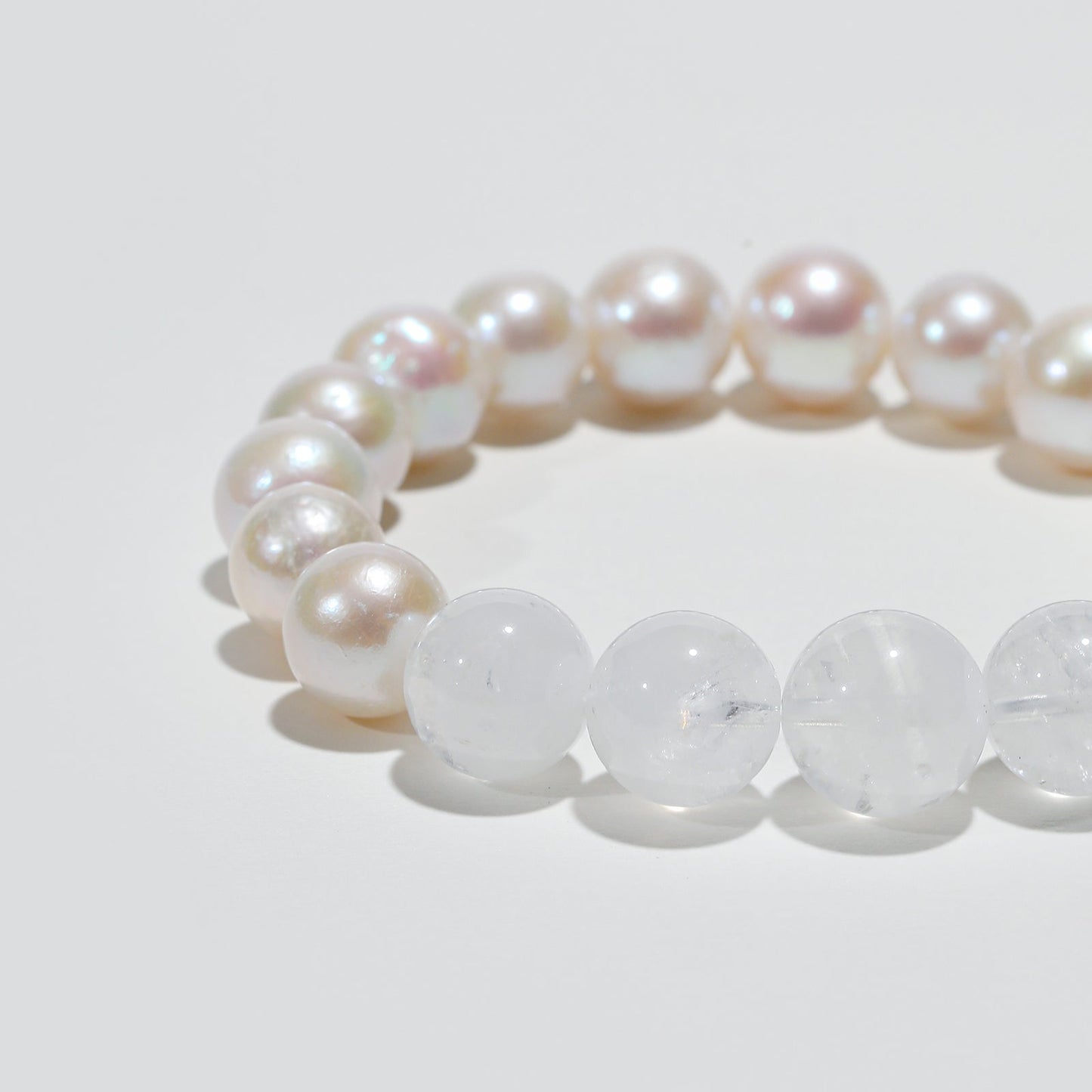 Lunar Dew: Freshwater Pearl & White Aze Crystal Bracelet - Nokovia