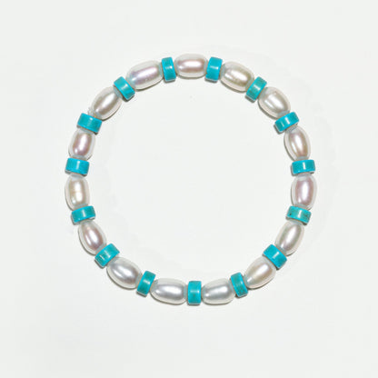 Pearl & Turquoise: Serenity Channel Bracelet - Nokovia